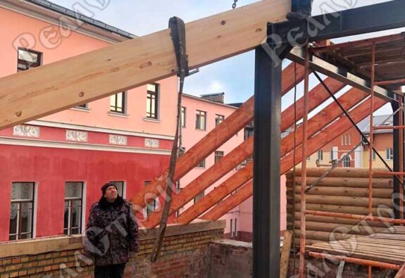 Монтаж кровли Южный флигель усадьбы Холщевниковых Устройство кровли Флигель Южный усадьбы Холщевниковых фото 7
